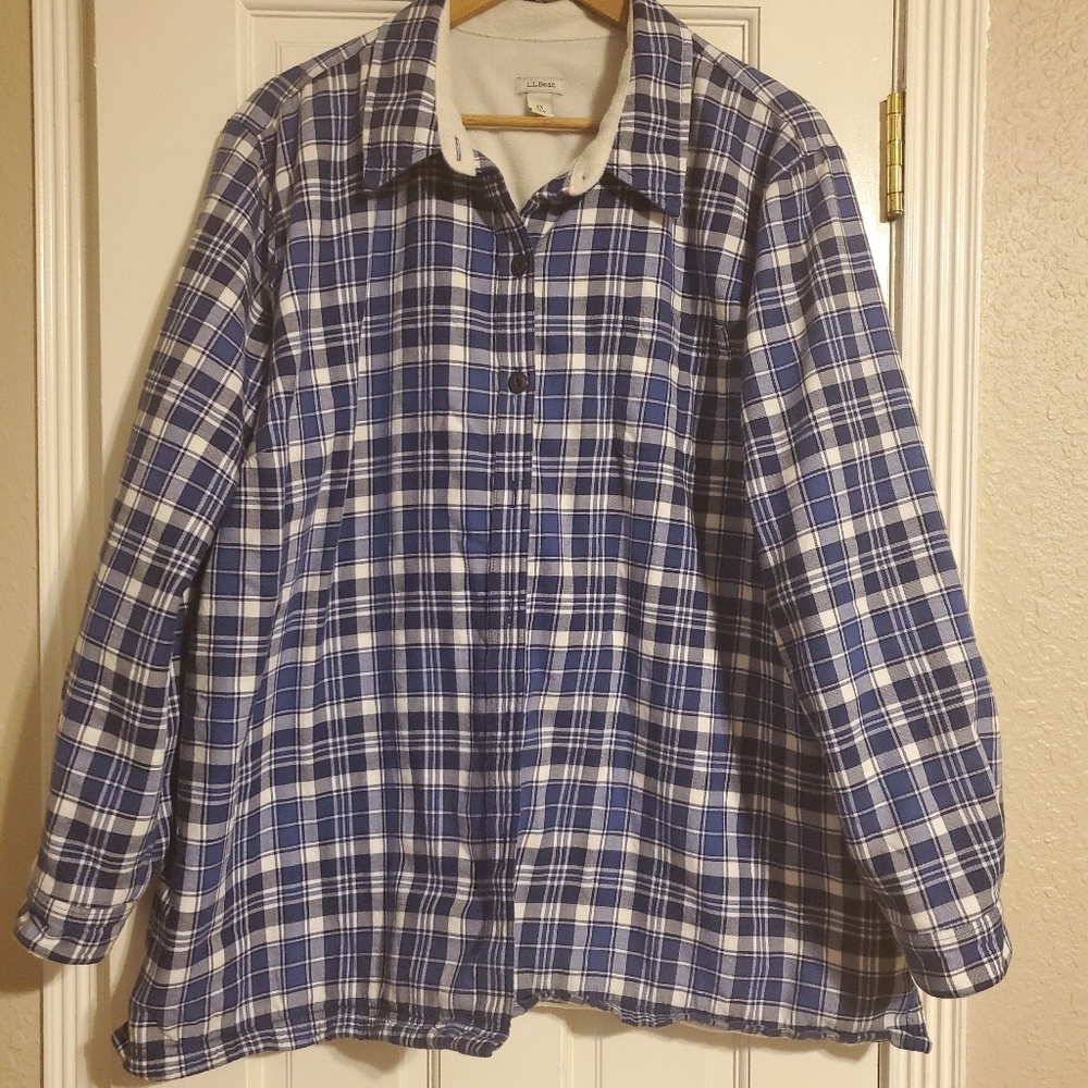 EUC L.L. Bean 2x fleece lined flannel shirt